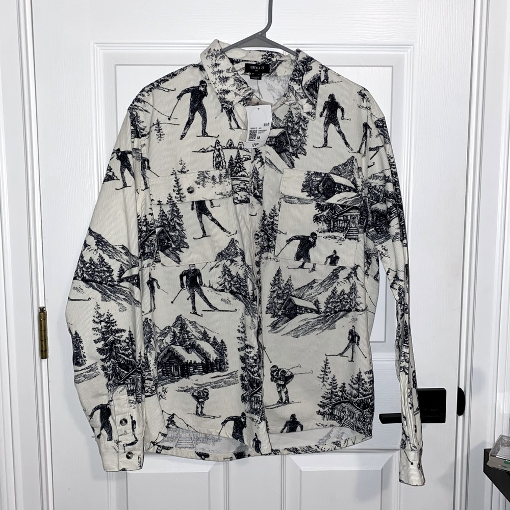 Forever 21 Ski Print Men’s Button Up